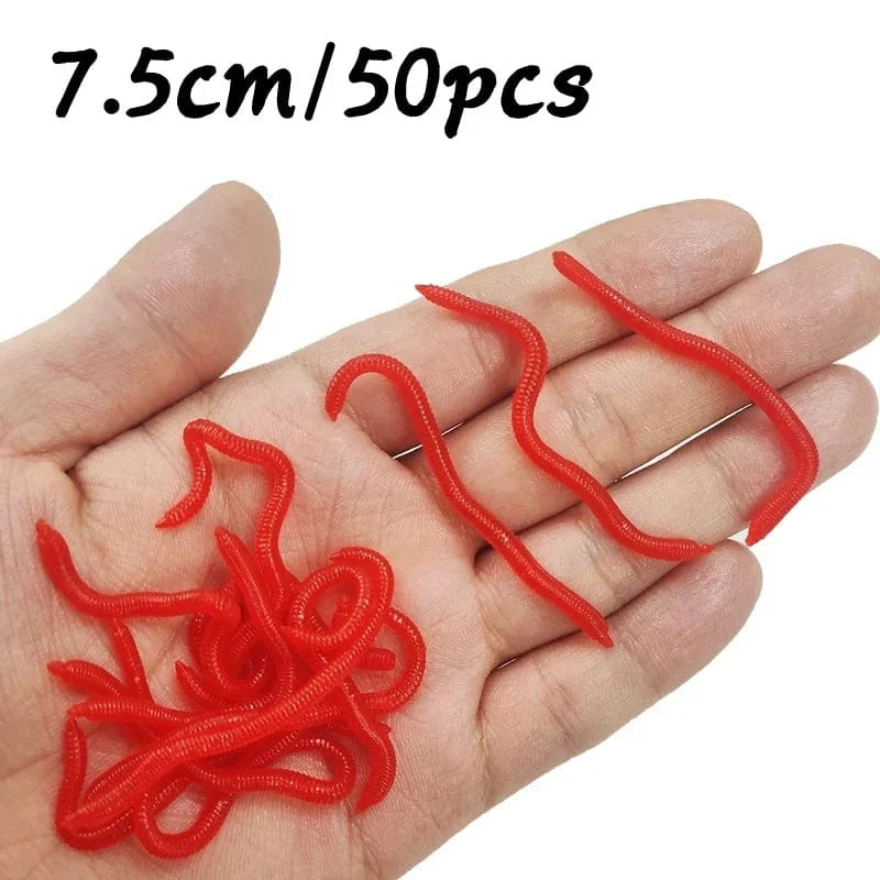 China China 7.5CM 50PCS B 20PCS-100pcs Lifelike Red Worm Soft Lure Earthworm Ice Winter Fishing Silicone Artificial Bait Fishy Shrimp Additive Bass Carp