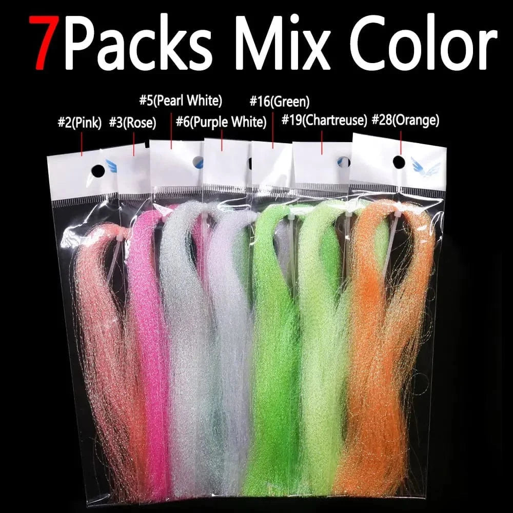 China China 7Packs Mix Color Bimoo 7Packs Twisted Holographic Flashabou Tinsel Crystal Flash Tinsel For Jig Hook Lure  Flies Tying Sabiki Rig Making Material