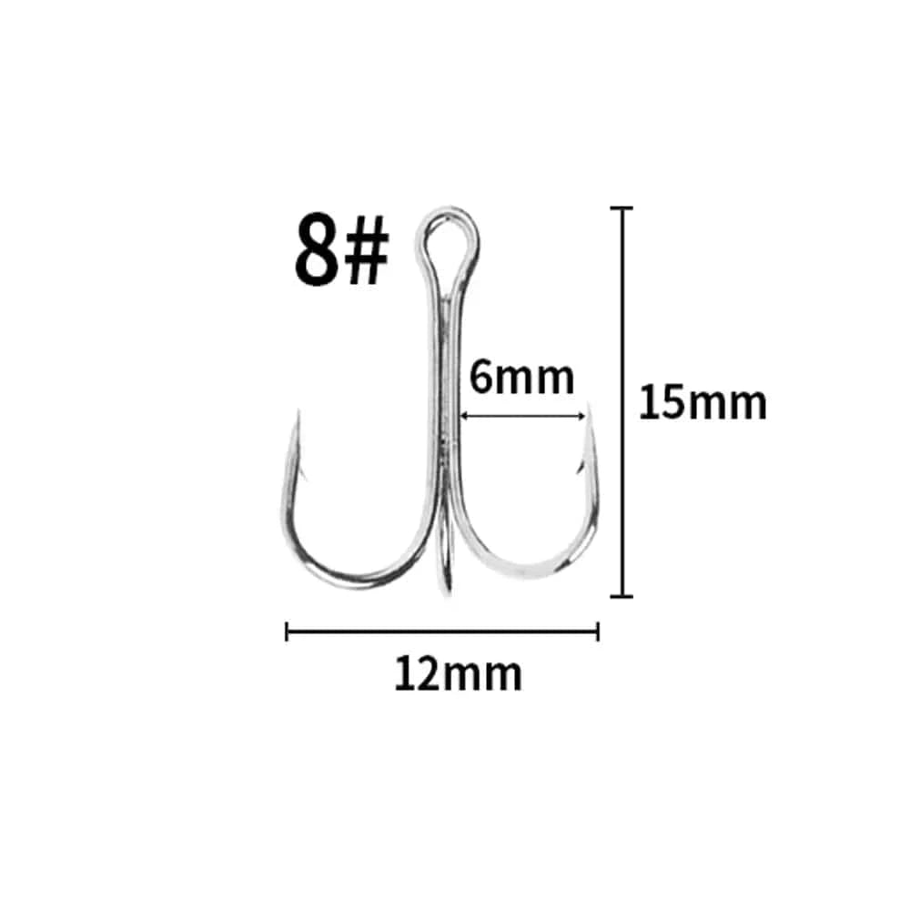 China China 8 10Pcs  Fishing Hooks Fishing Tackle Carbon Steel Barbed Sharp Triple Fishhook Sea Accessories With Feather