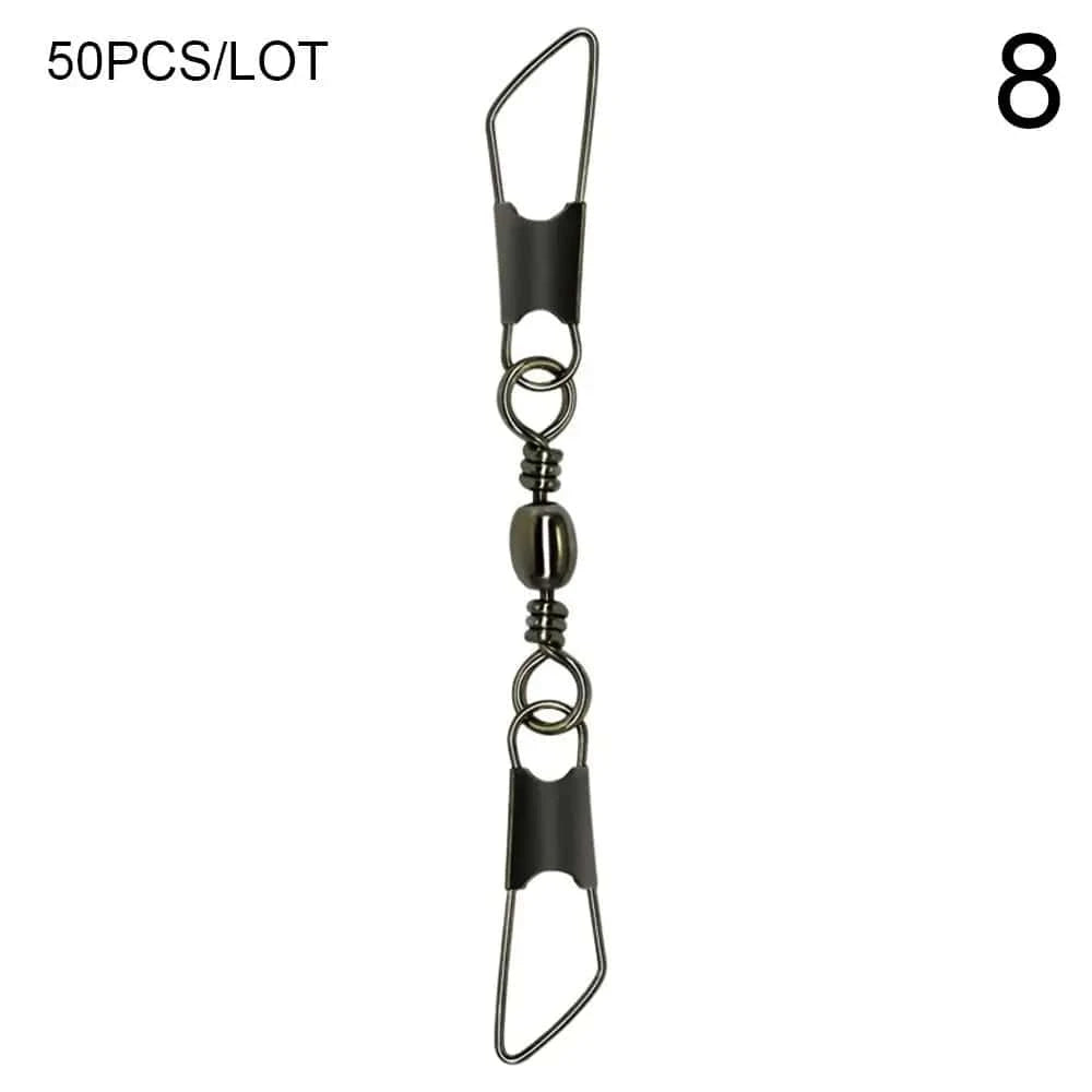 China China 8 50pcs Rolling Swivel with Hanging Snap Fishing Tackle Fishhooks Connector Fishing Tools