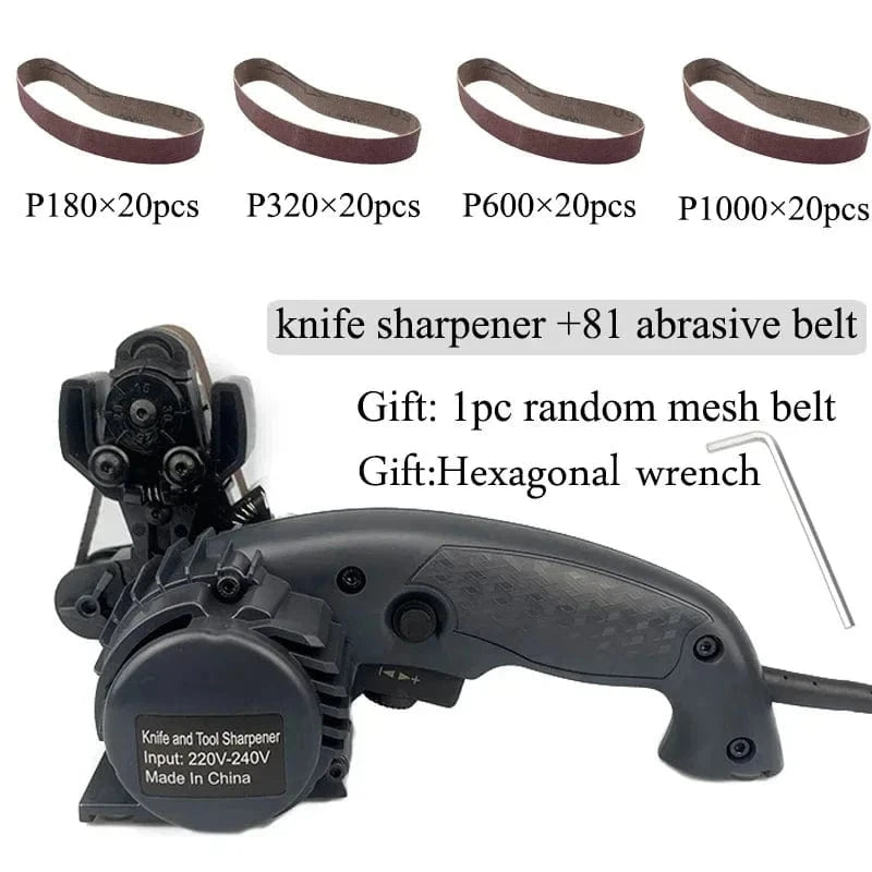 China China 81 belt Sharpener / Australian plug Professional Electric Knife Sharpener Grinder Sand Belts Diamond Bar Sharpening Machine Apex Honing System Carpenter Tools Set