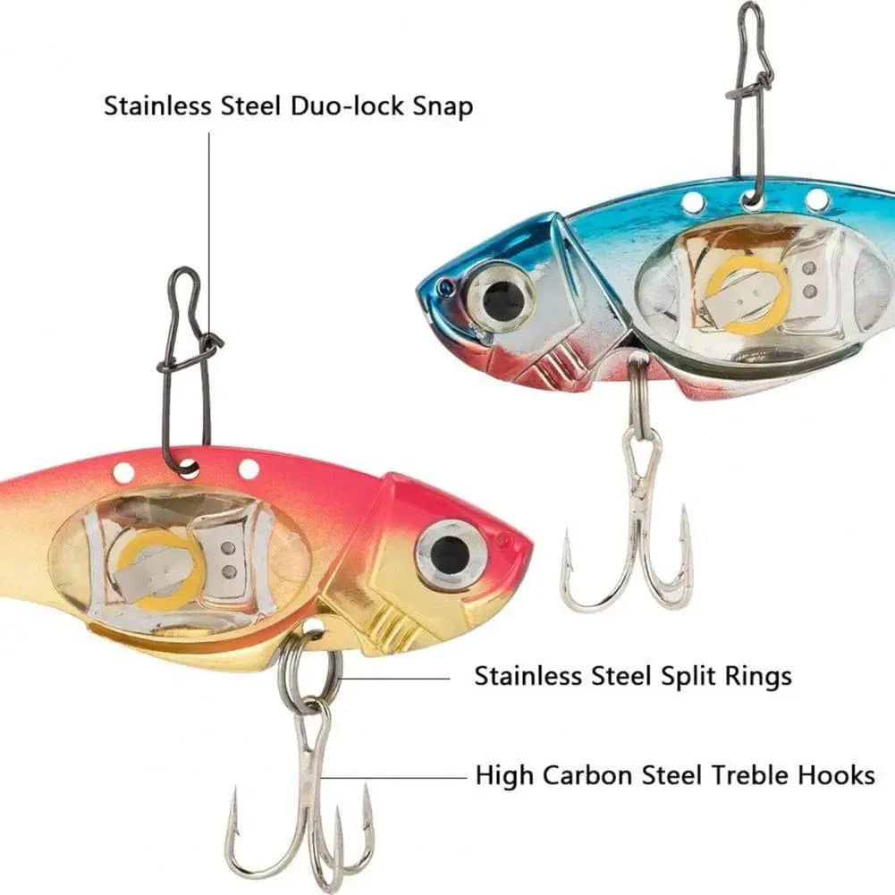 China China 8cm Metal Electronic Vibration Fake Bait Faux Lure Fish Hooks with LED Light Wobbler Artificial Plastic Hard Bait Fishing Tackle