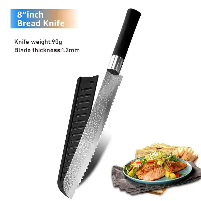 China China 8inch Bread / CHINA Chef knives 6 Set Professional Japanese Kitchen knives High Carban  stainless steel Meat Cleaver Fruit Paring knife Chef Knife