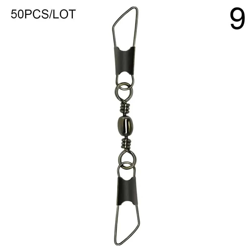 China China 9 50pcs Rolling Swivel with Hanging Snap Fishing Tackle Fishhooks Connector Fishing Tools