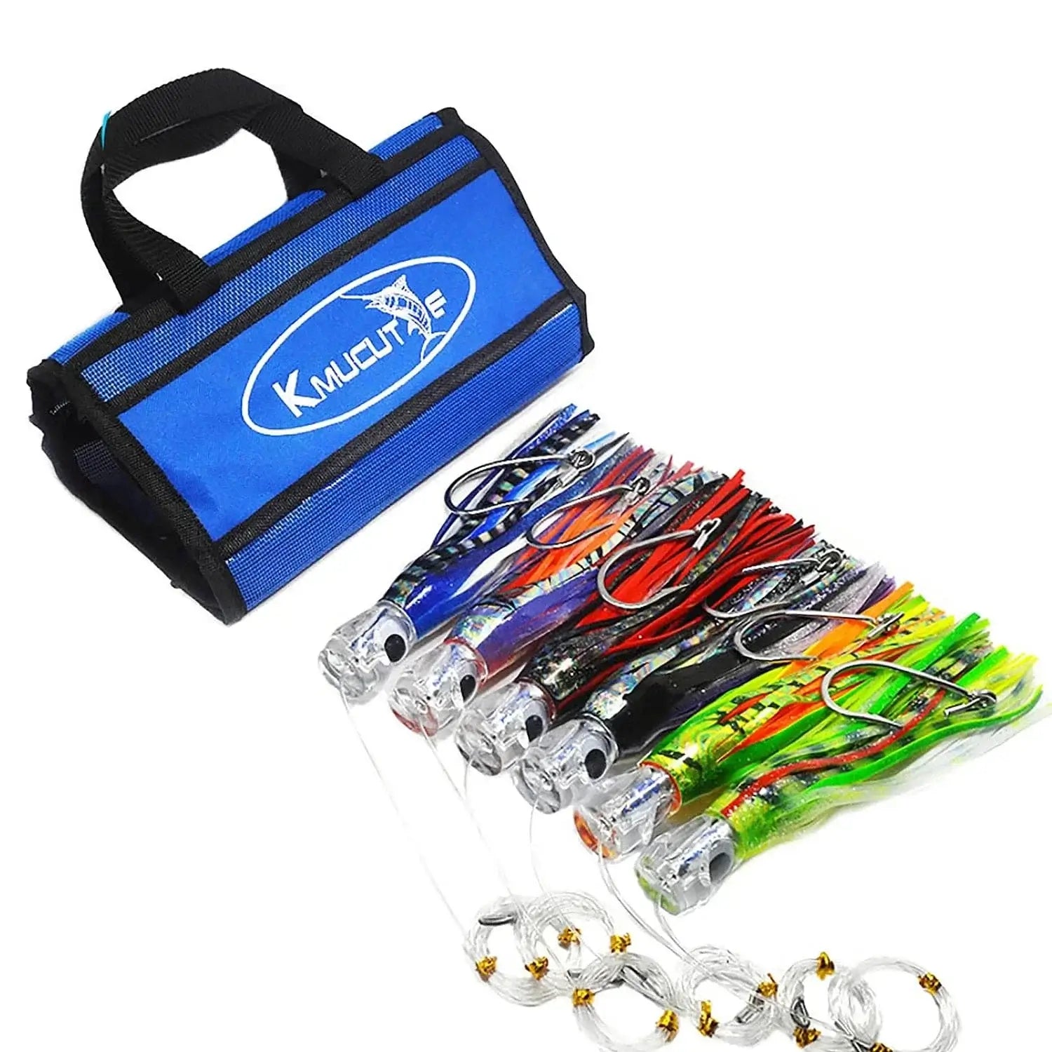China China 9 inch with handbag / Trolling lure Kmucutie Set of 6 pcs 9 inch / 7 inch trolling Lure Marlin Tuna Dolphin Shark Big Game deep sea Fishing Lures Included Mesh Bag