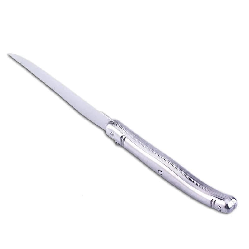 China China 9" Stainless Steel Laguiole Steak Knife set Dinner Fork Spoon Teaspoon Silver Dinnerware  Tableware Restaurant Cutlery 4-12pcs
