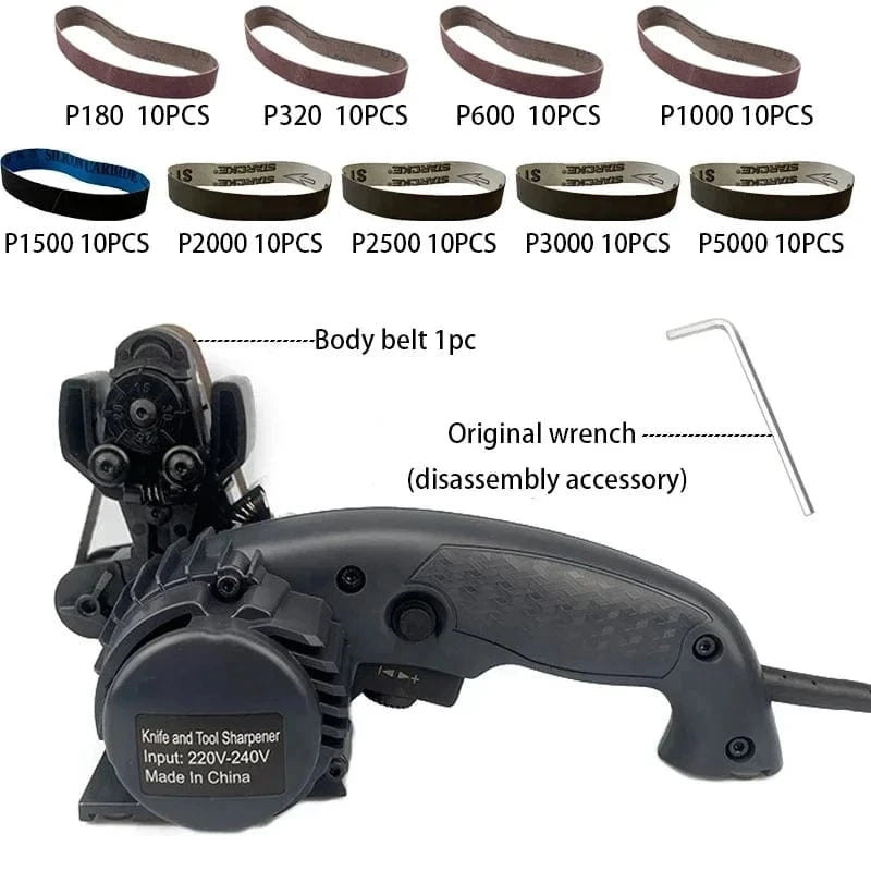 China China 9 types x10 set / British plug Professional Electric Knife Sharpener Grinder Sand Belts Diamond Bar Sharpening Machine Apex Honing System Carpenter Tools Set