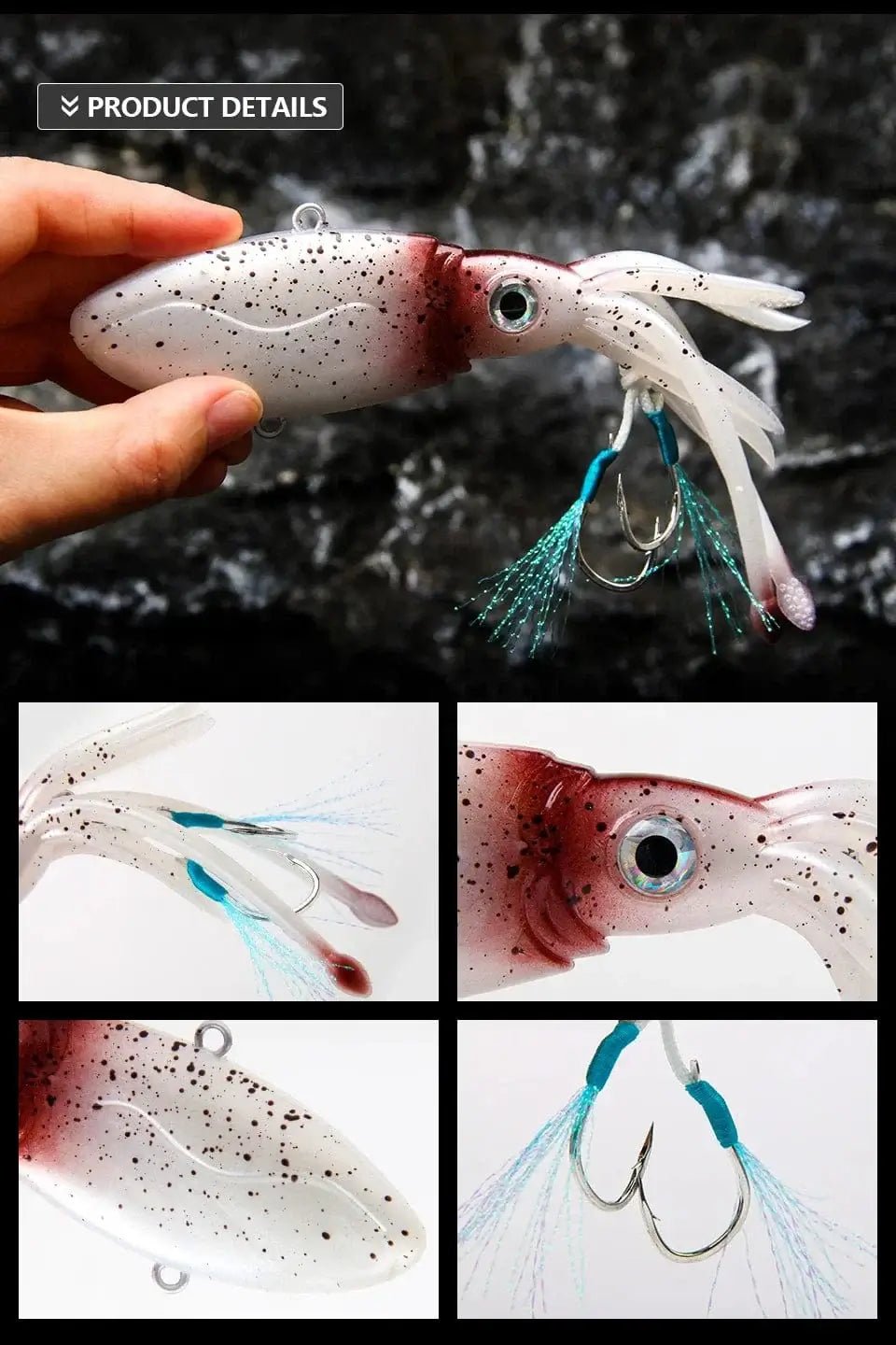 China China 90g 130g 170g 200g 250g Luminous UV TPR Octopus Squid Skirt Sea Saltwater With Assist Hook Jigging Fishing Soft Lures Bait