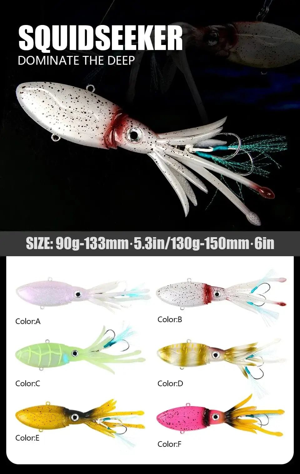 China China 90g 130g 170g 200g 250g Luminous UV TPR Octopus Squid Skirt Sea Saltwater With Assist Hook Jigging Fishing Soft Lures Bait