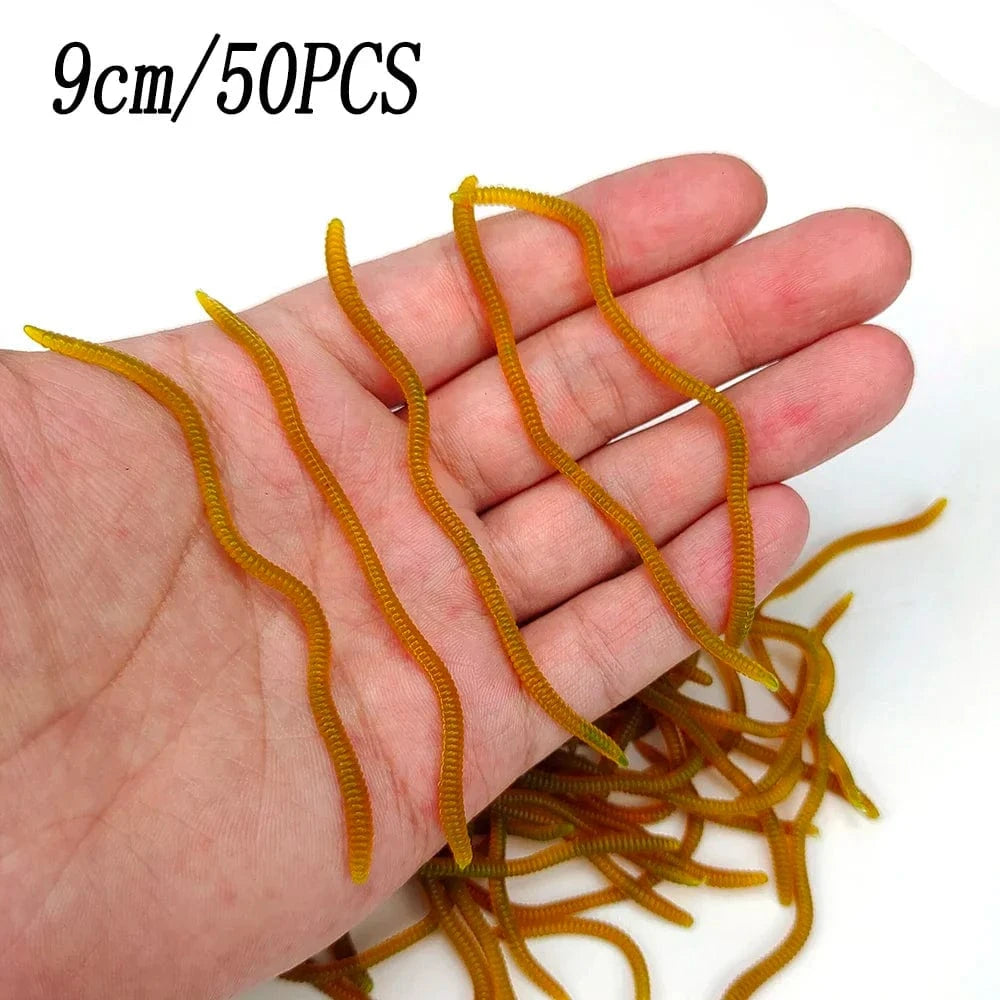 China China 9cm 50pcs E 20PCS-100pcs Lifelike Red Worm Soft Lure Earthworm Ice Winter Fishing Silicone Artificial Bait Fishy Shrimp Additive Bass Carp
