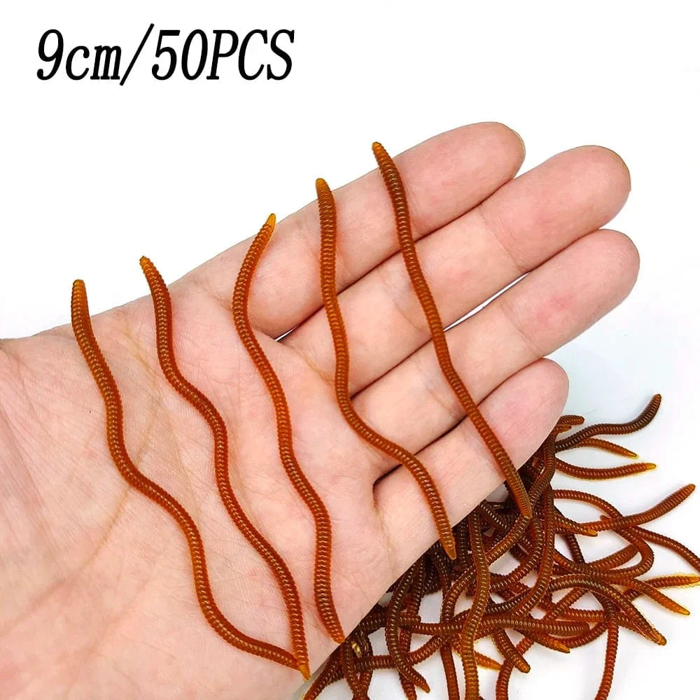 China China 9cm 50pcs F 20PCS-100pcs Lifelike Red Worm Soft Lure Earthworm Ice Winter Fishing Silicone Artificial Bait Fishy Shrimp Additive Bass Carp