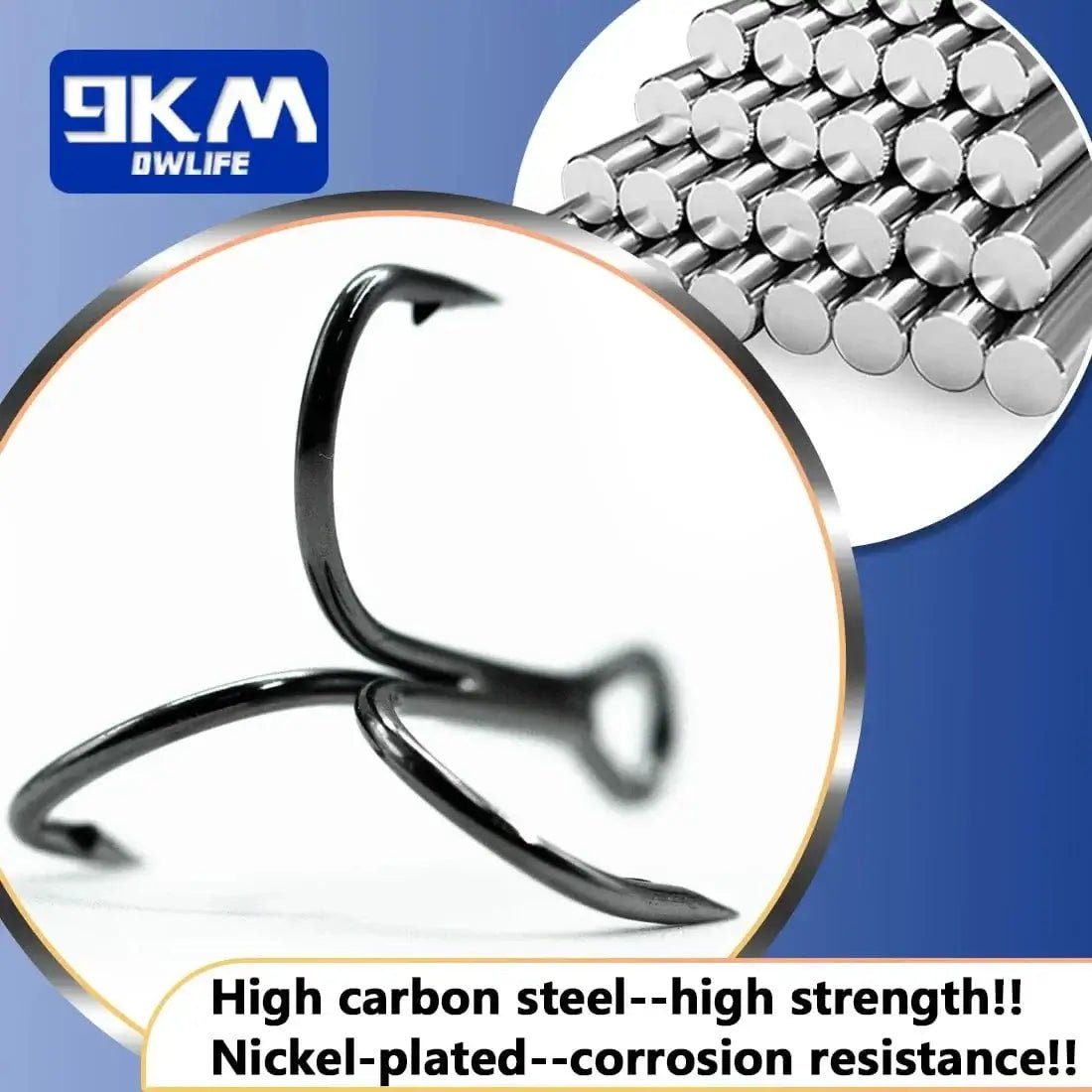 China China 9KM Fishing Treble Hooks High Carbon Steel Brabed Sharp Triple Hook Fishing Hooks on Hard Lures Saltwater Fishing Accessories