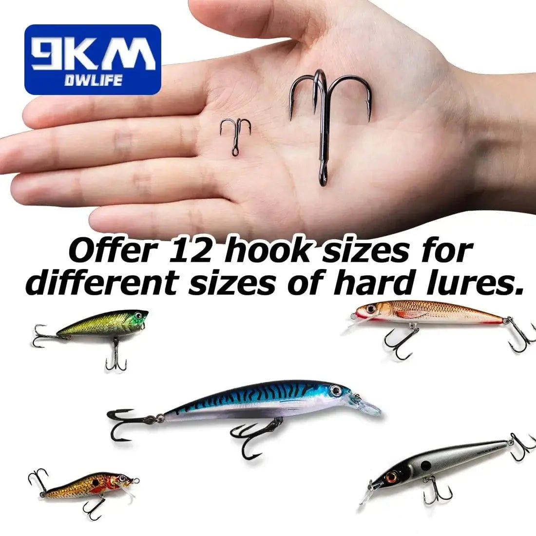 China China 9KM Fishing Treble Hooks High Carbon Steel Brabed Sharp Triple Hook Fishing Hooks on Hard Lures Saltwater Fishing Accessories