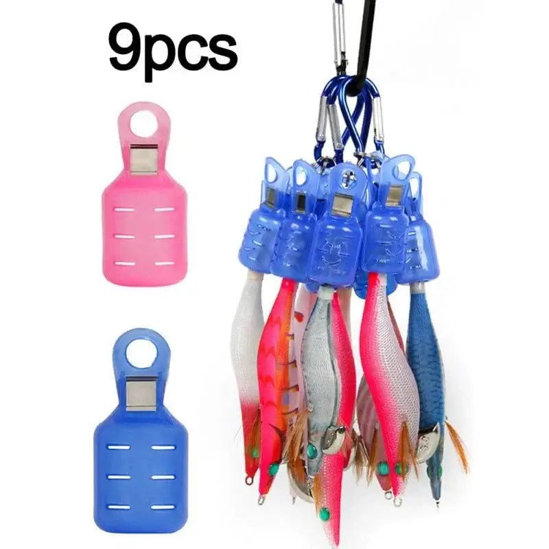 China China 9pcs Squid Jig Hook Cover Anti-Scratch Puncture Wooden Shrimp Hook Cover Storage Case Outdoor Camping Fishing Accessories Tools