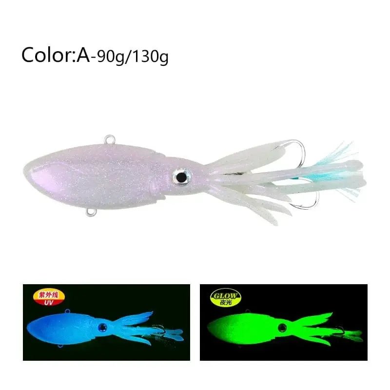 China China A / 130g-150mm / CHINA 90g 130g 170g 200g 250g Luminous UV TPR Octopus Squid Skirt Sea Saltwater With Assist Hook Jigging Fishing Soft Lures Bait