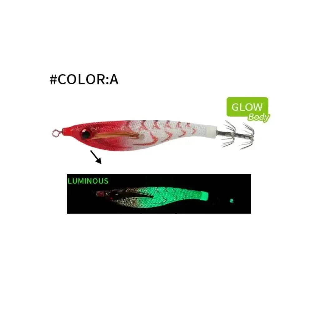 China China A 1pc 99mm 6.5g Fishing Lure Artificial Squid Hook Jigs Noctilucent Squid Cuttlefish Jigs Lures Wood Shrimp For Sea Fishing