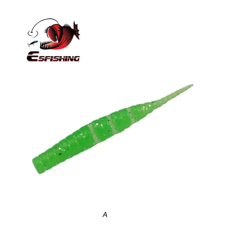 China China A / 42mm 20pcs KESFISHING Jig Worm Lures Polaris 42mm Pesca Bass Trout Winter Ice Fishing Injection Salts and Scents Soft Baits