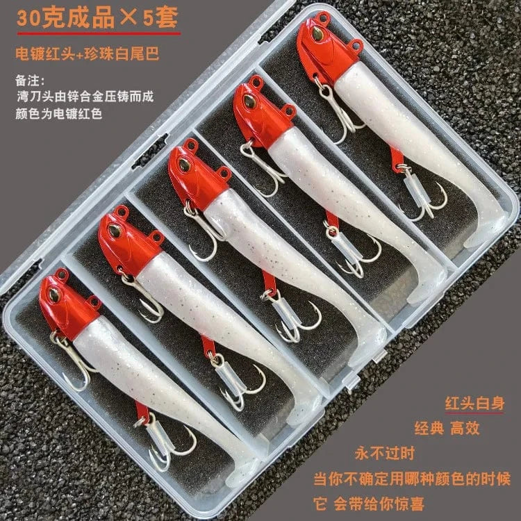 China China A 5pcs 30g Artificial Bait Lumious/Glow Mackerel Sea Bullet Bass Snapper Fishing Lure Wobblers Swimbait Jigging Plastic Baits