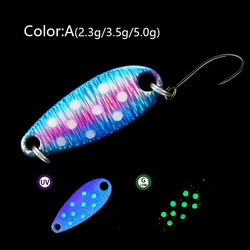 China China A   luminous / 5g LETOYO 2.3g/3.5g/5g Laser Spinner Lure UV Luminous Spoon Fishing Lure Double Painted Spinner Baits Colorful Trout Prech Lure