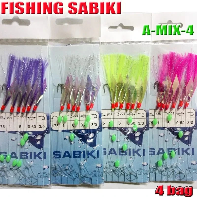 China China A MIX 2022FISHING SABIKI 12kinds luminous bean fishing hooks ocean fly saltwater bait rings good SABIKI fishing tools