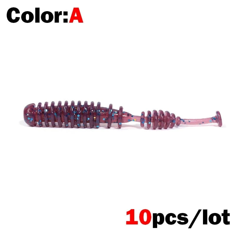 China China A New 10pcs 4.2cm Fishing Soft Worm Lures Pin Tail Ice Fishing Bait Soft Polaris Sinking Lure Pesca Cheap Silicone Fishing Tackle