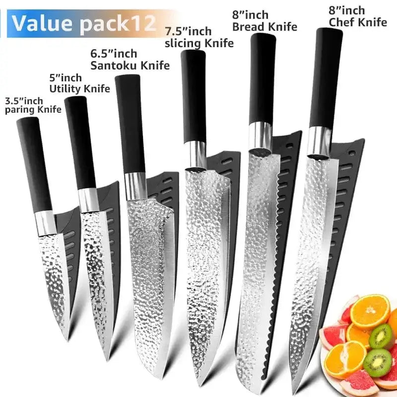 China China A / Russian Federation Chef knives 6 Set Professional Japanese Kitchen knives High Carban  stainless steel Meat Cleaver Fruit Paring knife Chef Knife