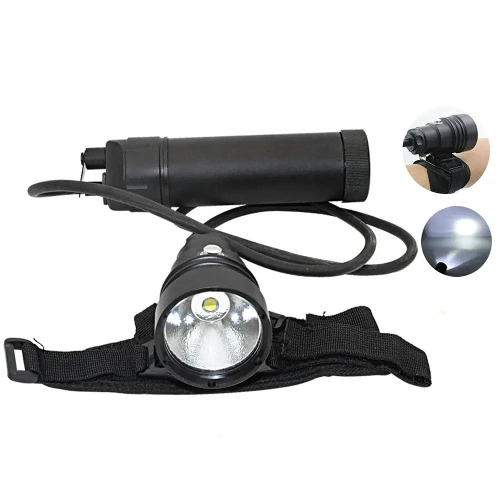 China China A white light Underwater XHP70 LED Diving flashlight Waterproof Split wrist Led light Scuba dive Torch Lamp Light USE 4x 18650 Battery