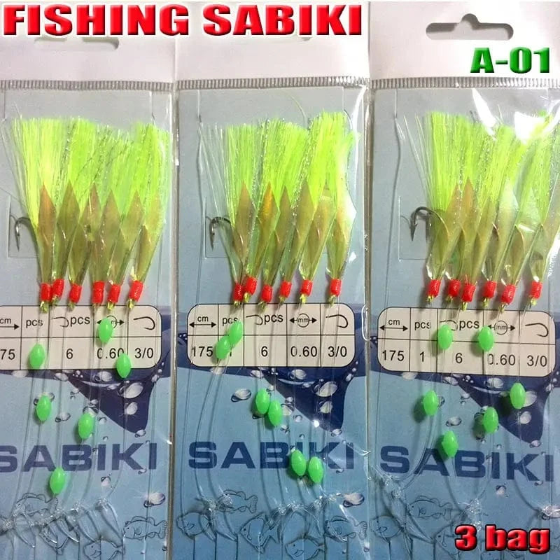 China China A1 2022FISHING SABIKI 12kinds luminous bean fishing hooks ocean fly saltwater bait rings good SABIKI fishing tools