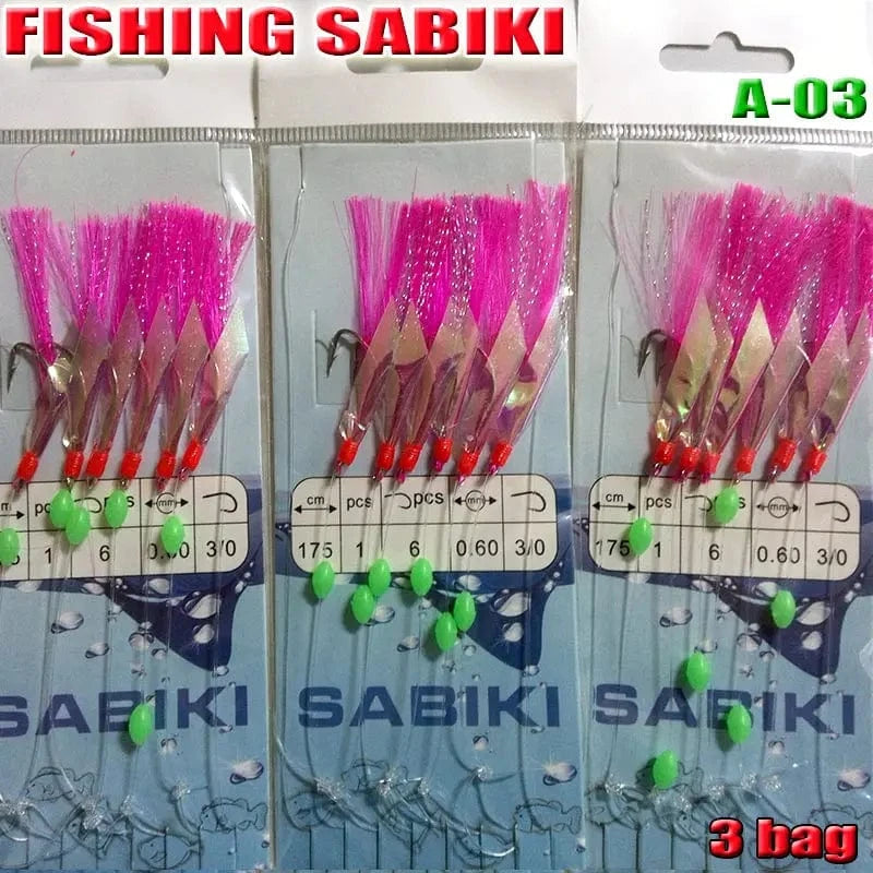 China China A3 2022FISHING SABIKI 12kinds luminous bean fishing hooks ocean fly saltwater bait rings good SABIKI fishing tools