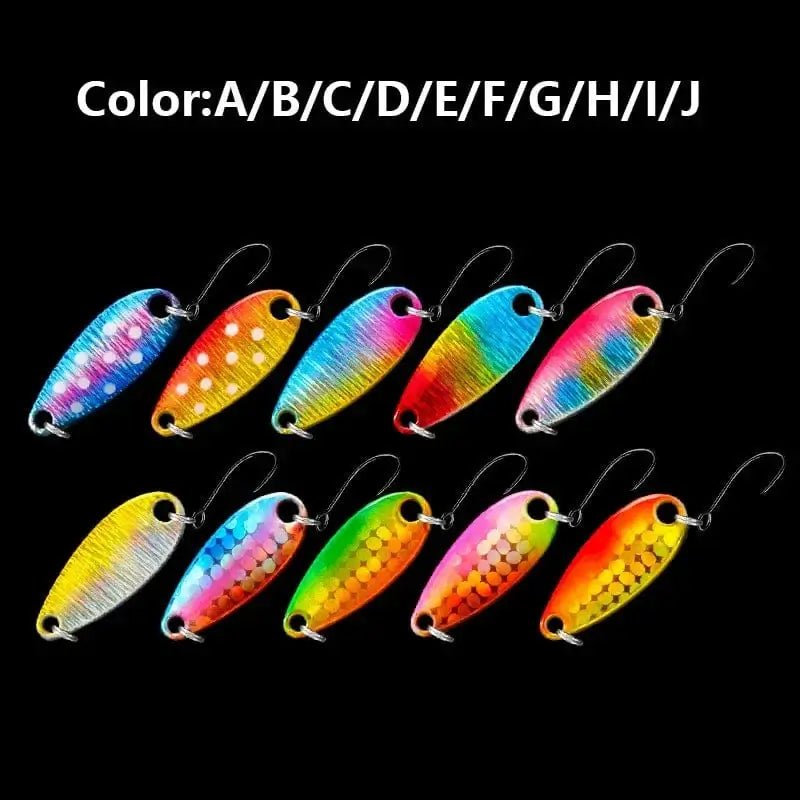 China China ABCDEFGHIJ / 5g LETOYO 2.3g/3.5g/5g Laser Spinner Lure UV Luminous Spoon Fishing Lure Double Painted Spinner Baits Colorful Trout Prech Lure