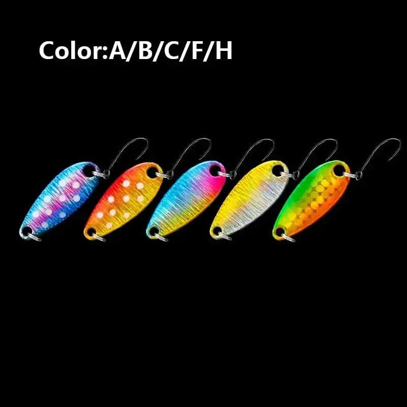 China China ABCFH / 2.3g LETOYO 2.3g/3.5g/5g Laser Spinner Lure UV Luminous Spoon Fishing Lure Double Painted Spinner Baits Colorful Trout Prech Lure