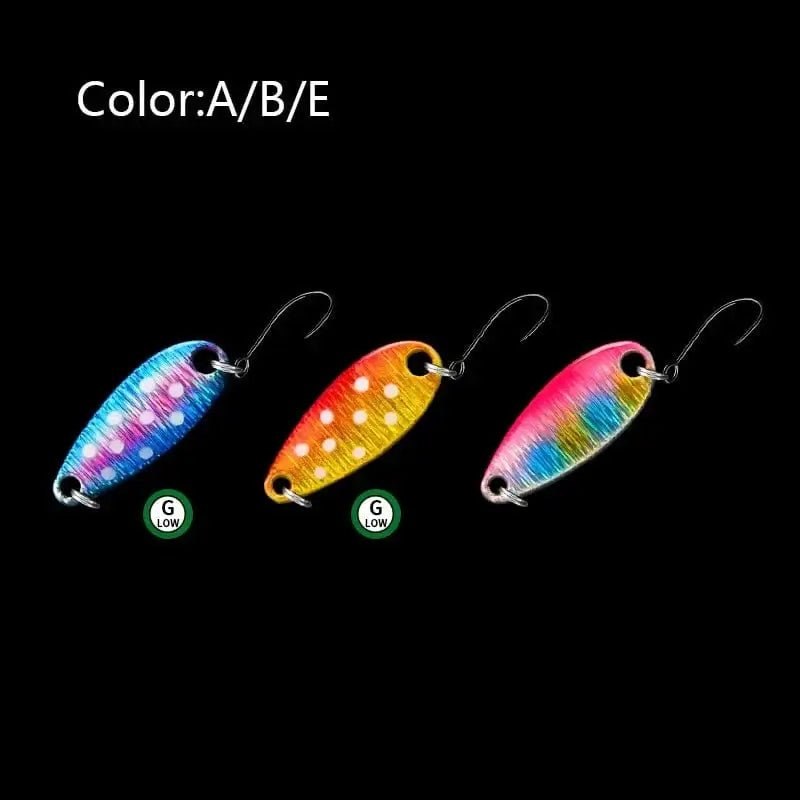 China China ABE / 5g LETOYO 2.3g/3.5g/5g Laser Spinner Lure UV Luminous Spoon Fishing Lure Double Painted Spinner Baits Colorful Trout Prech Lure