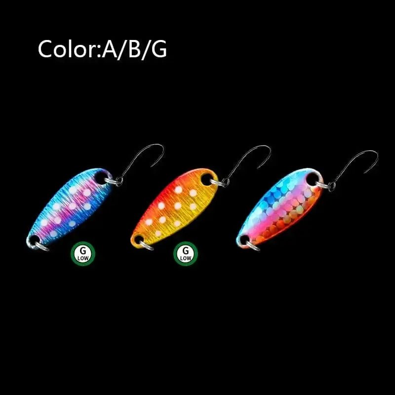 China China ABG / 3.5g LETOYO 2.3g/3.5g/5g Laser Spinner Lure UV Luminous Spoon Fishing Lure Double Painted Spinner Baits Colorful Trout Prech Lure