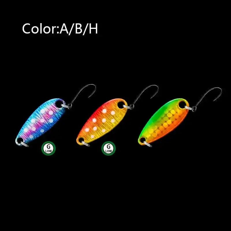 China China ABH / 5g LETOYO 2.3g/3.5g/5g Laser Spinner Lure UV Luminous Spoon Fishing Lure Double Painted Spinner Baits Colorful Trout Prech Lure