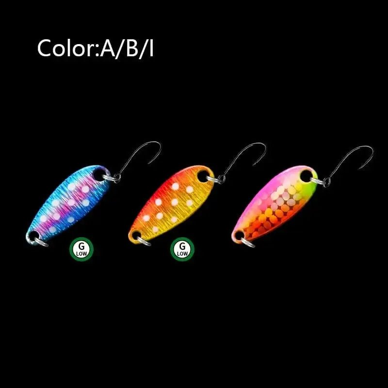 China China ABI / 5g LETOYO 2.3g/3.5g/5g Laser Spinner Lure UV Luminous Spoon Fishing Lure Double Painted Spinner Baits Colorful Trout Prech Lure