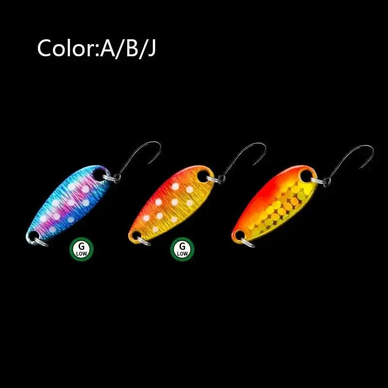 China China ABJ / 5g LETOYO 2.3g/3.5g/5g Laser Spinner Lure UV Luminous Spoon Fishing Lure Double Painted Spinner Baits Colorful Trout Prech Lure