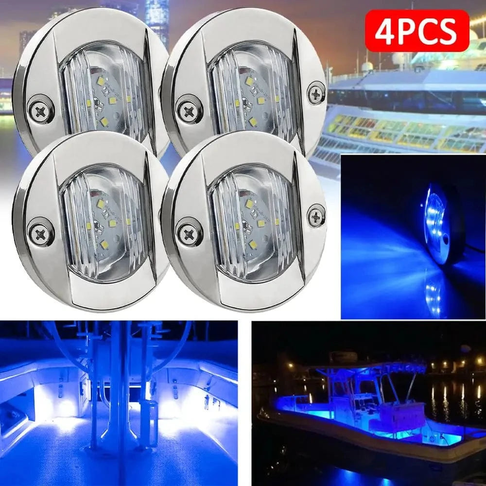 China China ABS 12V Blue 6LED / CHINA 4Pcs Boat Courtesy Lights Stair Deck Transom LED Stern Light Waterproof Boat Indicator Turn Signal Tail Lamp Yacht Marine Lights