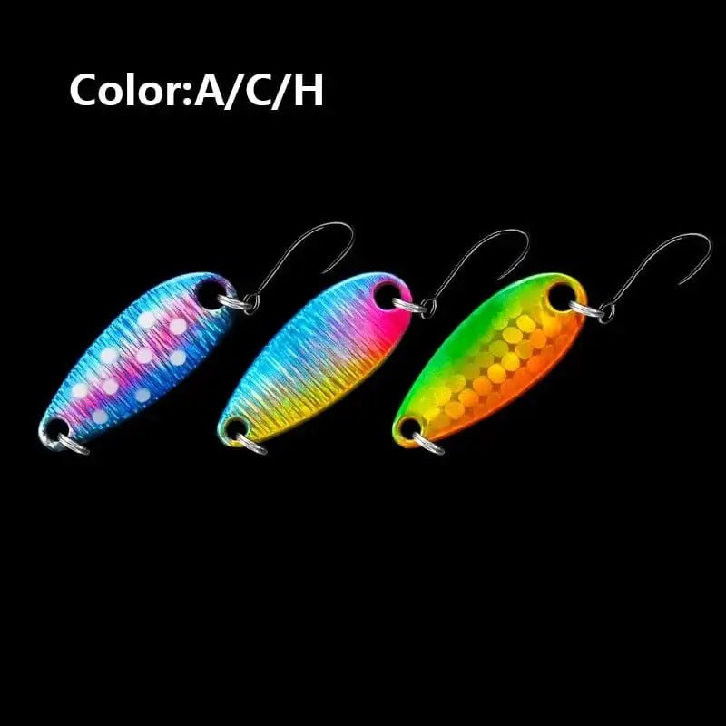 China China ACH / 2.3g LETOYO 2.3g/3.5g/5g Laser Spinner Lure UV Luminous Spoon Fishing Lure Double Painted Spinner Baits Colorful Trout Prech Lure