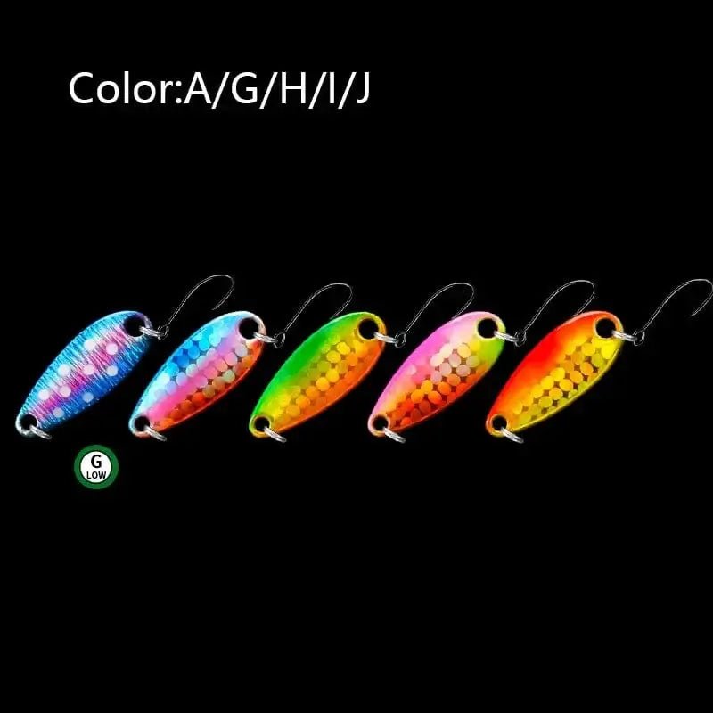China China AGHIJ / 5g LETOYO 2.3g/3.5g/5g Laser Spinner Lure UV Luminous Spoon Fishing Lure Double Painted Spinner Baits Colorful Trout Prech Lure
