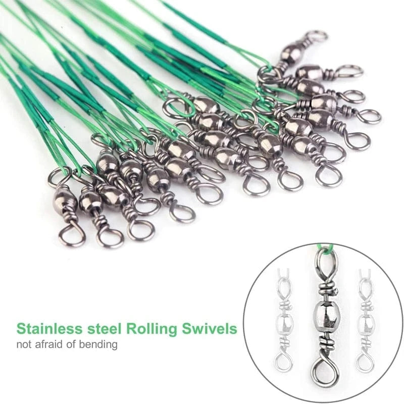 China China Anti Bite Steel Fishing Line Steel Wire Leader with Swivel Snaps Lead Core Leash Fishing Leader Wire Fishing Accessory 15CM-30CM