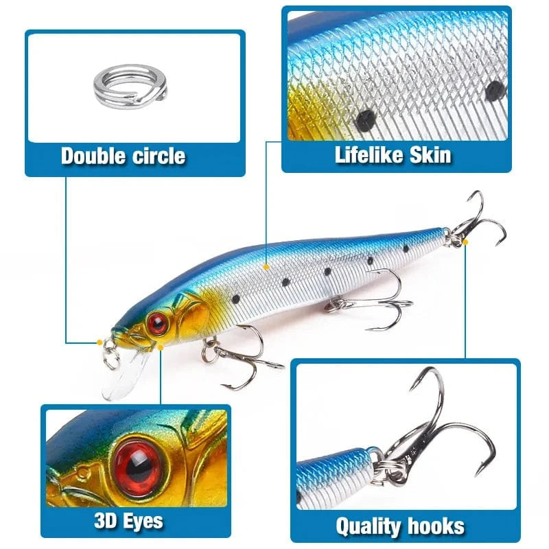 China China Aorace 1Pcs 14cm 21g Topwater wobbler 3D Eyes Fishing Lure Minnow Hard Bait 3 fish Hooks Crankbait Floating Fishing Tackle
