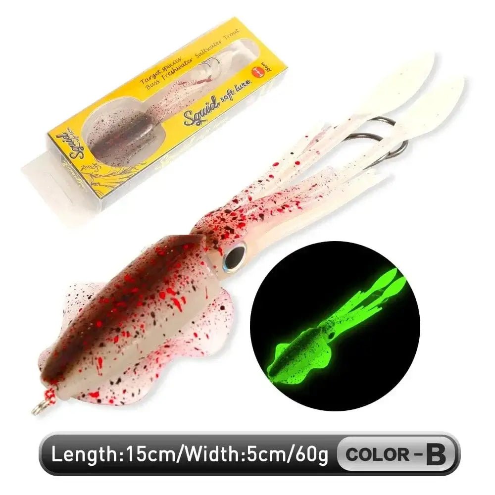China China B 15cm 60g ZUKIBO Soft Squid Bait Fishing Trolling Lure Octopus Head Jigs 60g Luminous UV Squid Jig for Deep Sea Boat Fishing Wobblers Bait