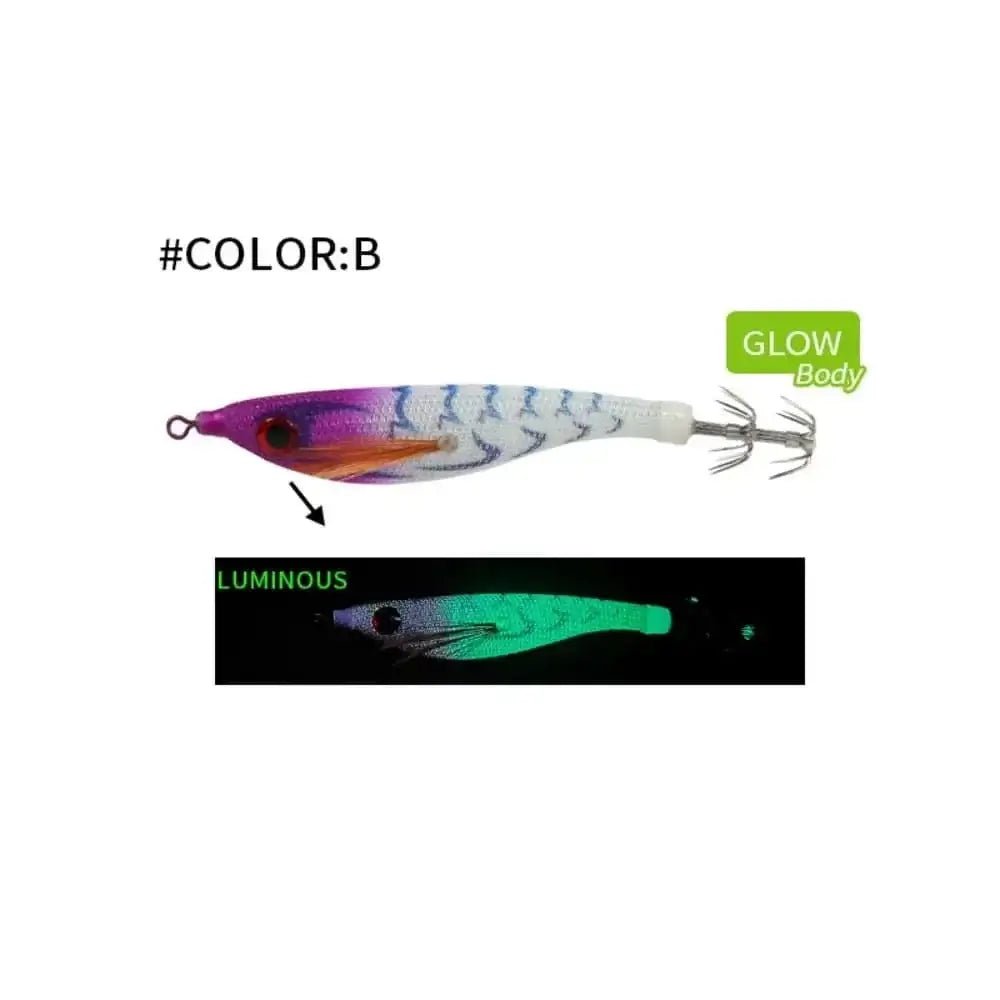 China China B 1pc 99mm 6.5g Fishing Lure Artificial Squid Hook Jigs Noctilucent Squid Cuttlefish Jigs Lures Wood Shrimp For Sea Fishing