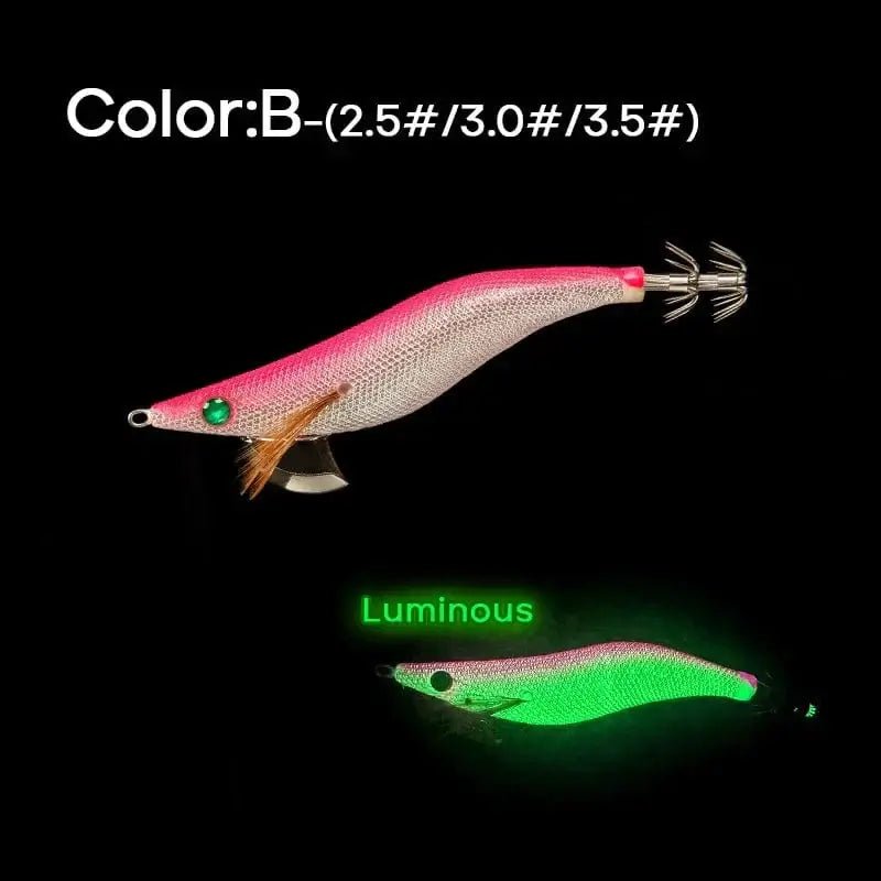 China China B / 2.5 LETOYO 2.5-3.5# squid bait Luminous squid Jig Fishing Lure Artificial bait For Webfoot Octopus Cuttlefish sea fishing lure