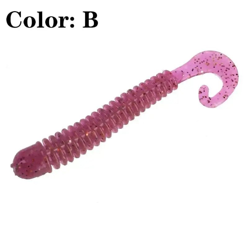 China China B 20pcs/Lot Fishing Wobblers Worm Curly Jig Soft Lures 6.5cm 1.5g Smell With Salt Silicone Artificial Bait Swimbaits Bass Tackle