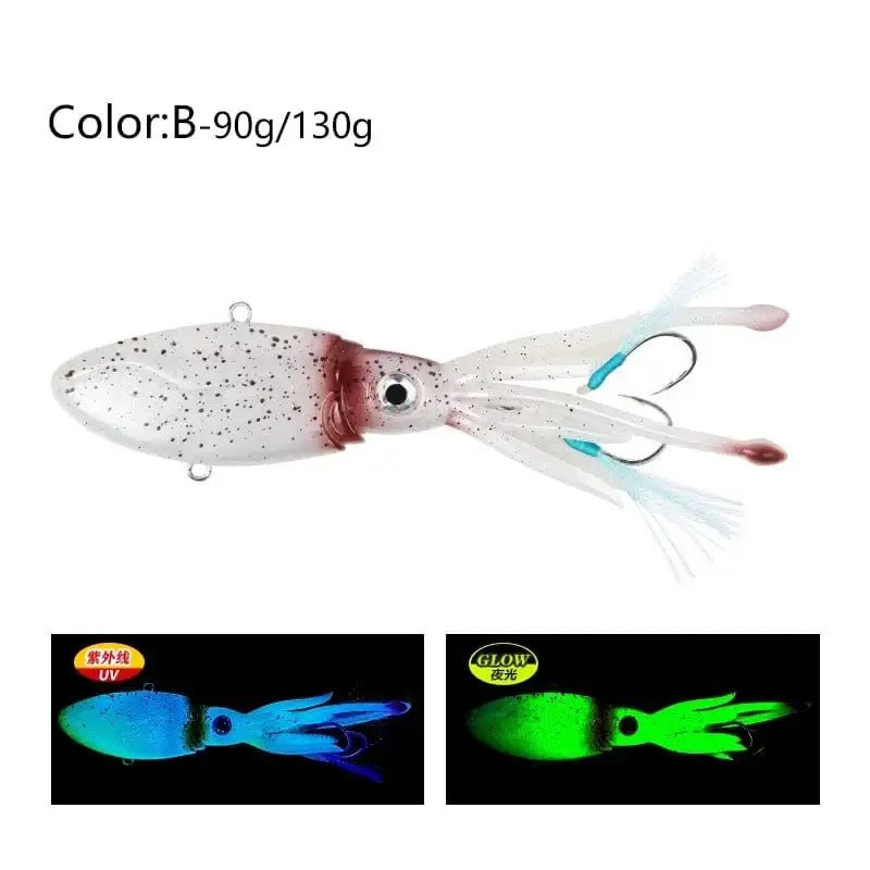 China China B / 250g-170mm / CHINA 90g 130g 170g 200g 250g Luminous UV TPR Octopus Squid Skirt Sea Saltwater With Assist Hook Jigging Fishing Soft Lures Bait