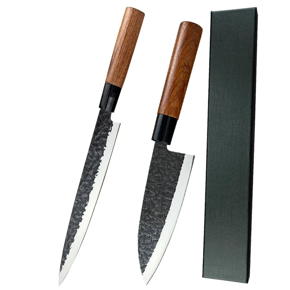 China China B-2knives-2boxes RZD Sushi Sashimi Knife Set Forged Steel Deba Fishing Fillet Knife Japanese Chefs Kitchen Kingfish Slicing Cutting Carving Tool