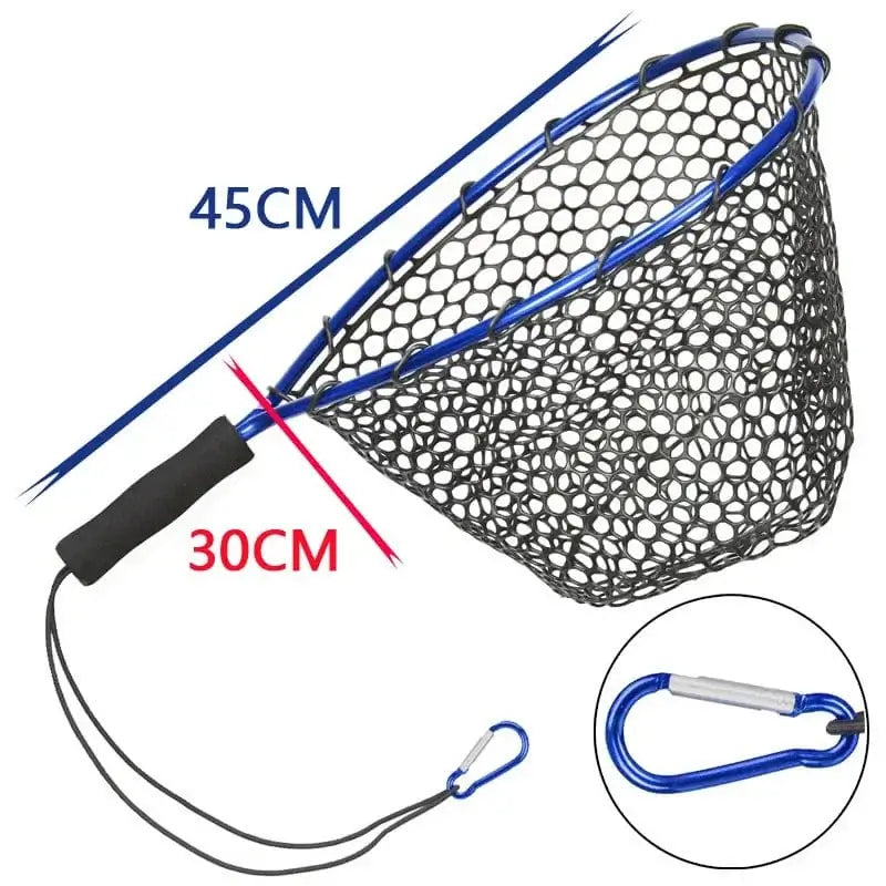 China China B Blue Portable Fishing Nets Ultralight Aluminum Alloy Silicone Wear Resistance Mesh Hand Dip Casting Landing Net for Big Fish Outdoor