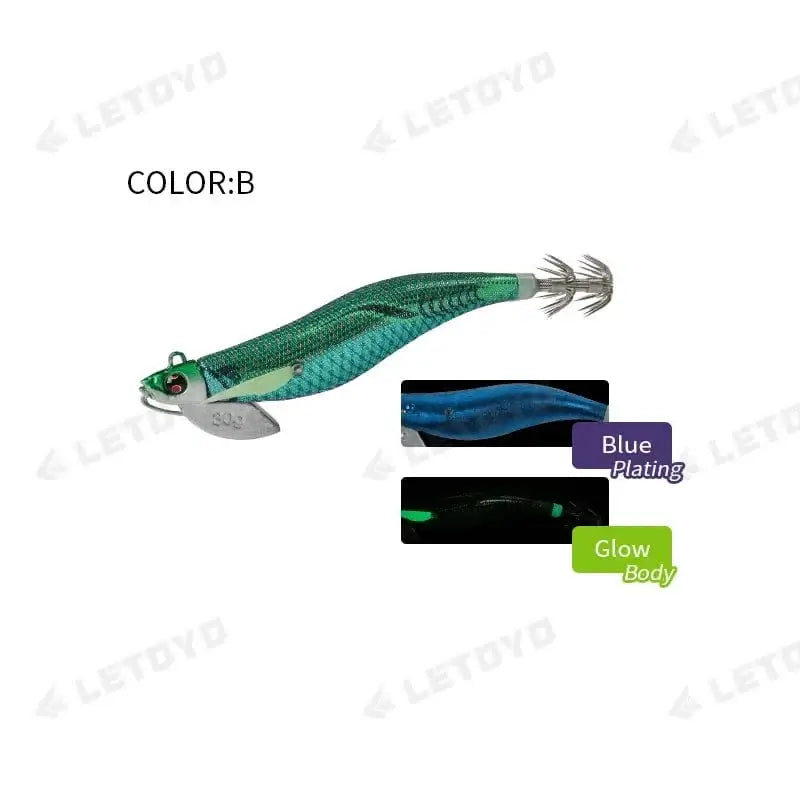 China China B LETOYO Luminous Plating squid bait tip run sinker eging squid jig Artificial baits Cuttlefish Octopus EGI Sea Fishing lures