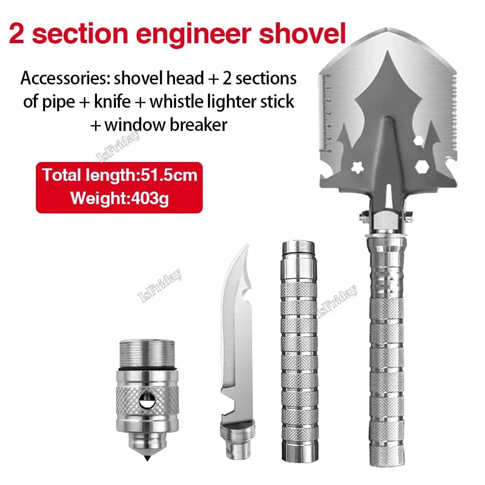 China China B Multifunctional Military Shovel 4 Section Pipe Folding Shovel and Knife Outdoor Fishing Camping Survival Set Garden Tools Kit